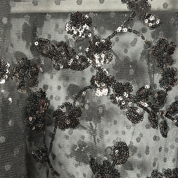 Wallis Black Mesh Net Sheer Sequin 3/4 Sleeve Tunic Top size US 8 - Picture 4 of 10